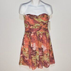 Signature SZ 12 NWT pink print strapless sweetheart neckline formal dress